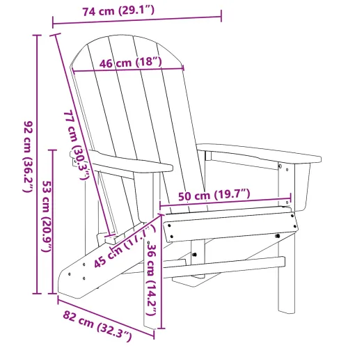 Adirondack stolica Crna HDPE - Crna bez oslonca za noge Cijena