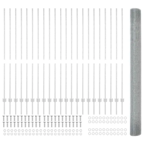 Zatvorena žičana ograda s postovima 50 x 1,6 m Pocinčani čelik - Pocinčani čelik 50 x 1,6 m ograda (mreža 1,6 x 1,6 cm) Cijena