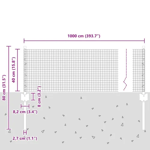 Zatvorena žičana ograda s postovima 10 x 0,4 m Siva Mreža - Siva Ograda 10 x 0,4 m (mreža 1,6 x 1,6 cm) Cijena