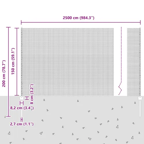 Zatvorena žičana ograda s postovima 25 x 1,5 m Siva Mreža - Siva 25 x 1,5 m ograde (mreža 1,6 x 1,6 cm) Cijena