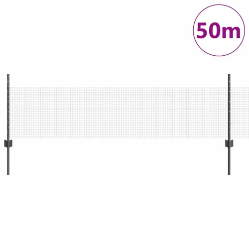 Zatvorena žičana ograda s postovima 50 x 0,5 m Siva Mreža - Siva Ograda 50 x 0,5 m (mreža 1,6 x 1,6 cm) Cijena