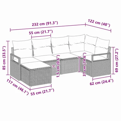 Set sofe 6 kom. Crna poliratan - Crna i krem bez stola Cijena