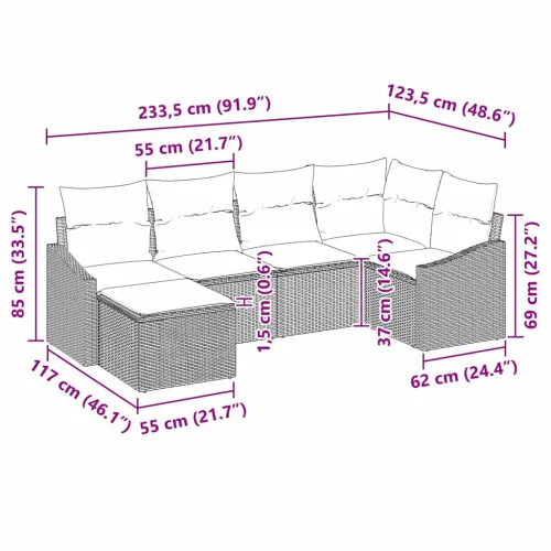 Set sofe 6 kom. Crna poliratan - Crna i krem bez stola Cijena