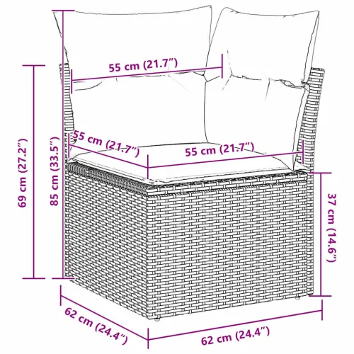 Sjedeća garnitura za vrt 6 kom. Crna poliratan - Crna i krem Cijena