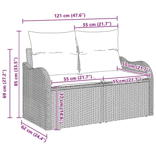 Sjedeća garnitura za vrt 8 kom. Crna poliratan - Crna i krem Cijena
