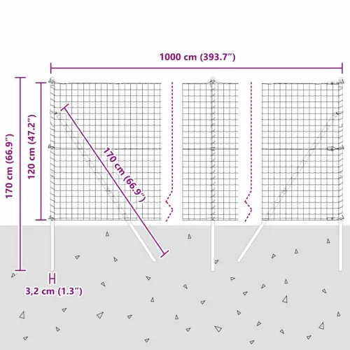Euro Ograđivanje Ukop 10 x 1,2 m Čelik premazan PVC-om Siva - 10 x 1,2 m (mreža 50 x 50 mm) Siva Fiksacija na tlo Cijena