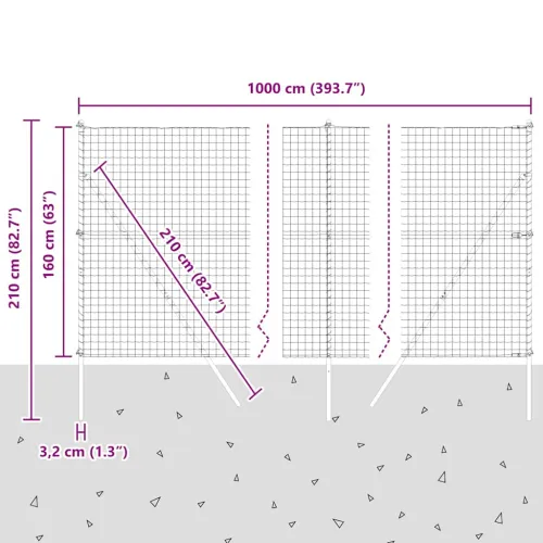 Euro Ograđivanje Ukop 10 x 1,6 m Čelik premazan PVC-om Siva - 10 x 1,6 m (mreža 50 x 50 mm) Siva Fiksacija na tlo Cijena
