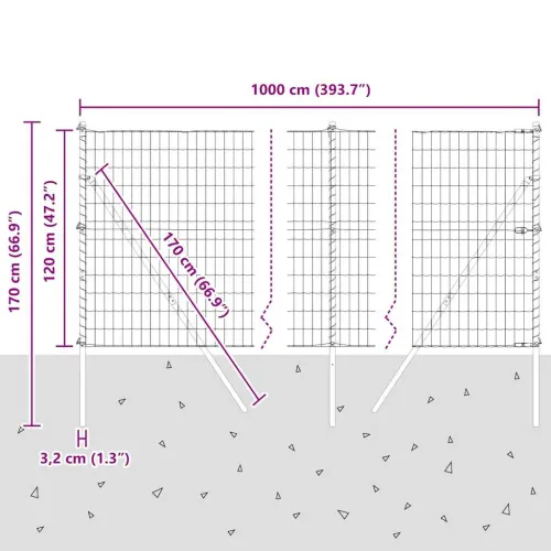 Euro Ograđivanje Ukop 10 x 1,2 m Čelik premazan PVC-om Siva - 10 x 1,2 m (50 x 100 mm mreža) Siva Fiksacija na tlo Cijena