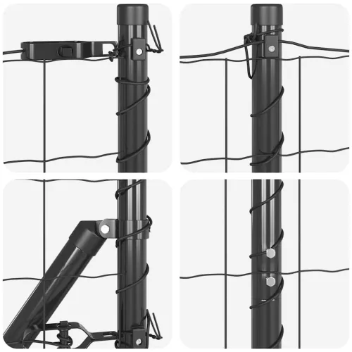 Euro Ograđivanje Ukop 10 x 1,2 m Čelik premazan PVC-om Siva - 10 x 1,2 m (75 x 100 mm mreža) Siva Fiksacija na tlo Cijena