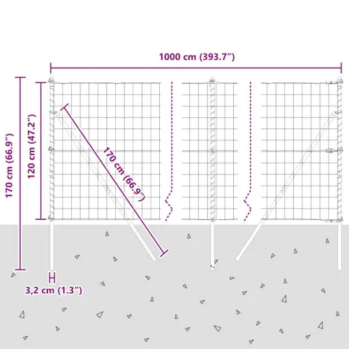 Euro Ograđivanje Ukop 10 x 1,2 m Čelik premazan PVC-om Siva - 10 x 1,2 m (75 x 100 mm mreža) Siva Fiksacija na tlo Cijena