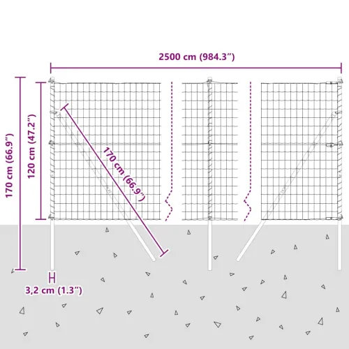 Euro Ograđivanje Ukop 25 x 1,2 m Čelik premazan PVC-om Siva - 25 x 1,2 m (mreža 50 x 75 mm) Siva Fiksacija na tlo Cijena