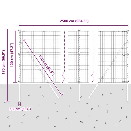 Euro Ograđivanje Ukop 25 x 1,2 m Čelik premazan PVC-om Siva - 25 x 1,2 m (50 x 100 mm mreža) Siva Fiksacija na tlo Cijena