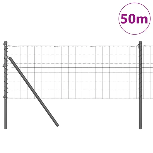 Euro Ograđivanje Ukop 50 x 0,6 m Čelik premazan PVC-om Siva - 50 x 0,6 m (mreža 75 x 100 mm) Siva Fiksacija na tlo Cijena