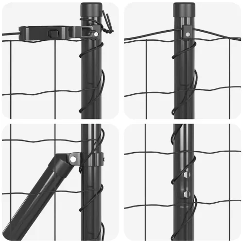 Euro Ograđivanje Ukop 10 x 1,2 m Čelik premazan PVC-om Siva - 10 x 1,2 m (77 x 64 mm mreža) Siva Fiksacija na tlo Cijena