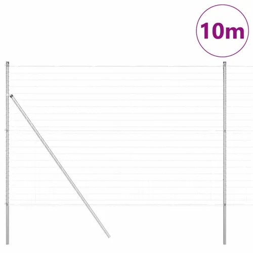 Euro Ograđivanje Ukop 10 x 1,6 m Pocinčani čelik Srebrna Mreža - 10 x 1,6 m (50 x 75 mm mreža) Pocinčani čelik Fiksacija na tlo Cijena