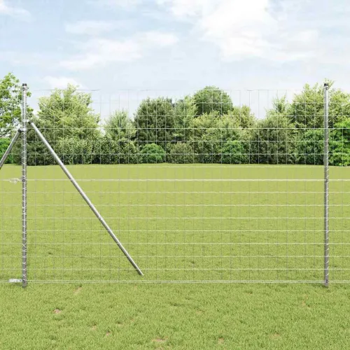 Vanjska Euro ograda za fiksiranje u tlo 10 x 1,6 m Srebrna - 10 x 1,6 m (75 x 100 mm mreža) Pocinčani čelik Fiksacija na tlo Cijena