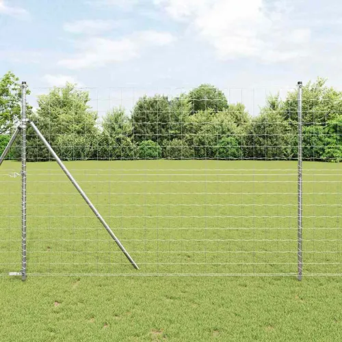 Vanjska Euro ograda za fiksiranje u tlo 10 x 1,6 m Srebrna - 10 x 1,6 m (mreza 100 x 100 mm) Pocinčani čelik Fiksacija na tlo Cijena