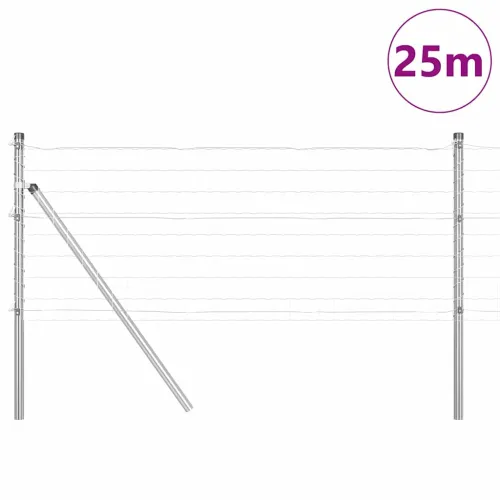 Vanjska Euro ograda za fiksiranje u tlo 25 x 0,4 m Srebrna - 25 x 0,4 m (mreža 50 x 75 mm) Pocinčani čelik Fiksacija na tlo Cijena