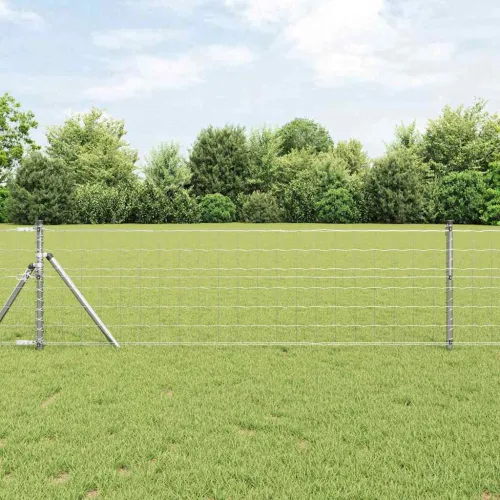 Vanjska Euro ograda za fiksiranje u tlo 25 x 0,6 m Srebrna - 25 x 0,6 m (mreža 100 x 100 mm) Pocinčani čelik Fiksacija na tlo Cijena