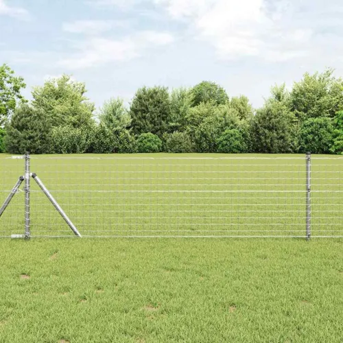 Vanjska Euro ograda za fiksiranje u tlo 50 x 0,4 m Srebrna - 50 x 0,4 m (mreža 50 x 50 mm) Pocinčani čelik Fiksacija na tlo Cijena