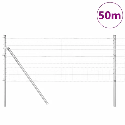 Vanjska Euro ograda za fiksiranje u tlo 50 x 0,4 m Srebrna - 50 x 0,4 m (mreža 50 x 50 mm) Pocinčani čelik Fiksacija na tlo Cijena
