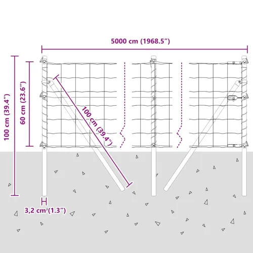 Vanjska Euro ograda za fiksiranje u tlo 50 x 0,6 m Srebrna - 50 x 0,6 m (mreža 100 x 100 mm) Pocinčani čelik Fiksacija na tlo Cijena
