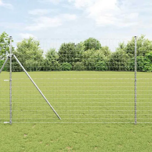 Vanjska Euro ograda za fiksiranje u tlo 10 x 1,6 m Srebrna - 10 x 1.6 m (76 x 64 mm mreža) Pocinčani čelik Fiksacija na tlo Cijena