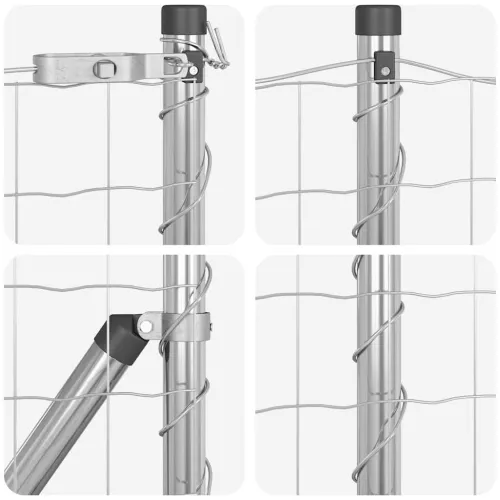 Vanjska Euro ograda za fiksiranje u tlo 25 x 0,4 m Srebrna - 25 x 0.4 m (76 x 64 mm mreža) Pocinčani čelik Fiksacija na tlo Cijena