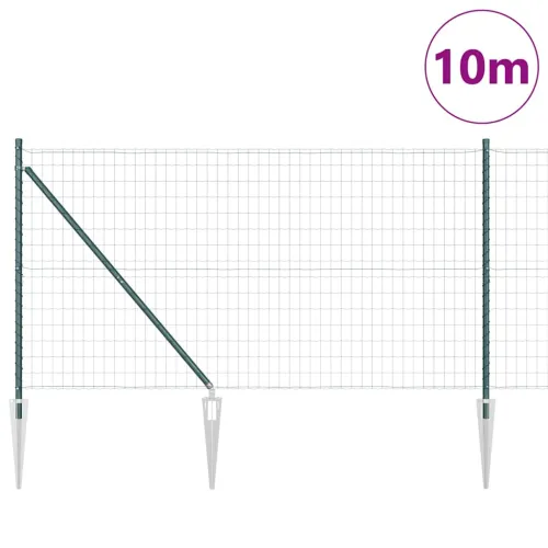 Euro ograda s špicama 10 x 1,2 m Čelik premazan PVC-om Zelena - 10 x 1,2 m (mrežica 50 x 75 mm) Zelena Vijak sidro fiksacija Cijena