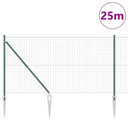 Euro ograda s špicama 25 x 1,2 m Čelik premazan PVC-om Zelena - 25 x 1,2 m (mreža 50 x 50 mm) Zelena Vijak sidro fiksacija Cijena