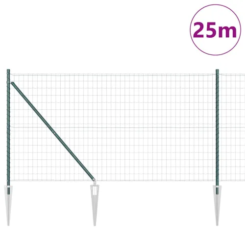 Euro ograda s špicama 25 x 1,2 m Čelik premazan PVC-om Zelena - 25 x 1,2 m (mreža 50 x 75 mm) Zelena Vijak sidro fiksacija Cijena