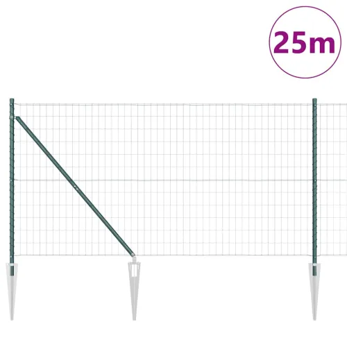 Euro ograda s špicama 25 x 1,2 m Čelik premazan PVC-om Zelena - 25 x 1,2 m (50 x 100 mm mreža) Zelena Vijak sidro fiksacija Cijena