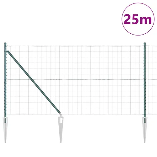 Euro ograda s špicama 25 x 1,2 m Čelik premazan PVC-om Zelena - 25 x 1,2 m (75 x 100 mm mreža) Zelena Vijak sidro fiksacija Cijena