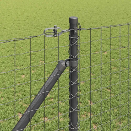 Euro ograda s špicama 10 x 1,4 m Čelik premazan PVC-om Siva - 10 x 1,4 m (50 x 50 mm mreža) Siva Vijak sidro fiksacija Cijena