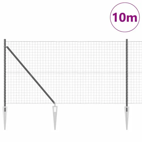 Euro ograda s špicama 10 x 1,4 m Čelik premazan PVC-om Siva - 10 x 1,4 m (50 x 50 mm mreža) Siva Vijak sidro fiksacija Cijena