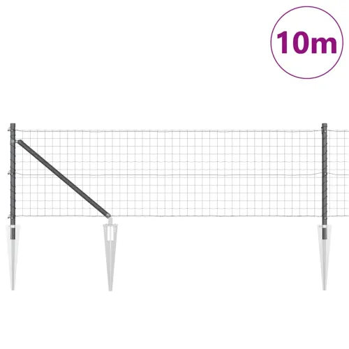 Euro ograda s špicama 10 x 0,4 m Čelik premazan PVC-om Siva - 10 x 0,4 m (50 x 75 mm mreža) Siva Vijak sidro fiksacija Cijena