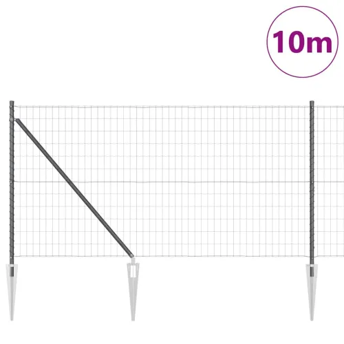 Euro ograda s špicama 10 x 1 m Čelik premazan PVC-om Siva Mreža - 10 x 1 m (mreža 50 x 100 mm) Siva Vijak sidro fiksacija Cijena