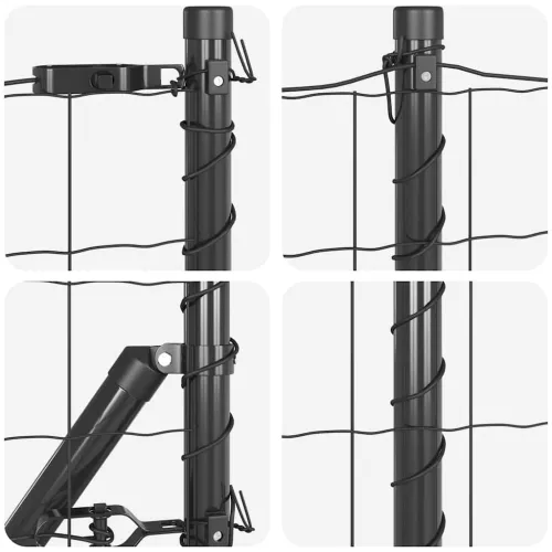Euro ograda s špicama 10 x 0,8 m Čelik premazan PVC-om Siva - 10 x 0,8 m (mreža 75 x 100 mm) Siva Vijak sidro fiksacija Cijena