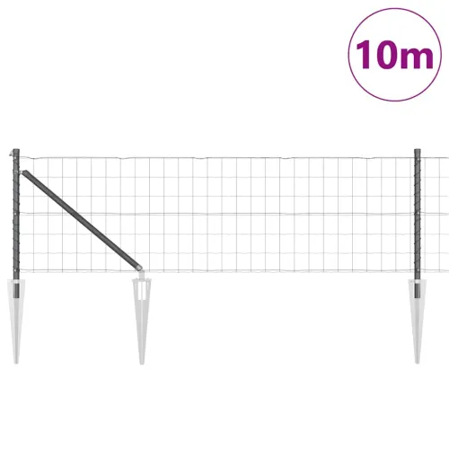 Euro ograda s špicama 10 x 0,8 m Čelik premazan PVC-om Siva - 10 x 0,8 m (mreža 75 x 100 mm) Siva Vijak sidro fiksacija Cijena