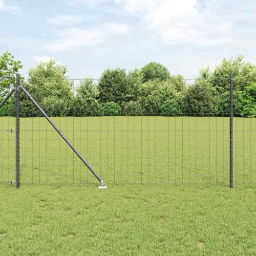 Euro ograda s špicama 10 x 1,4 m Čelik premazan PVC-om Siva - 10 x 1,4 m (75 x 100 mm mreža) Siva Vijak sidro fiksacija Cijena