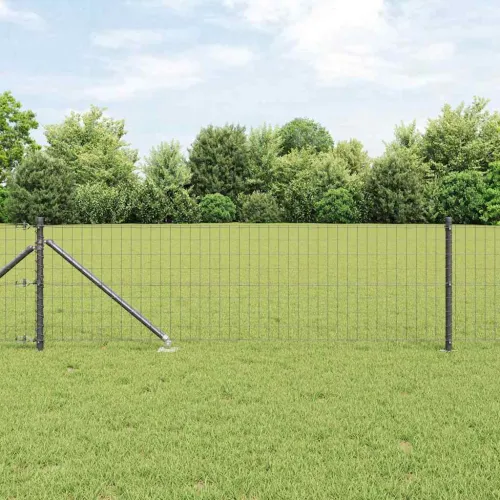 Euro ograda s špicama 50 x 0,4 m Čelik premazan PVC-om Siva - 50 x 0,4 m (50 x 75 mm mreža) Siva Vijak sidro fiksacija Cijena