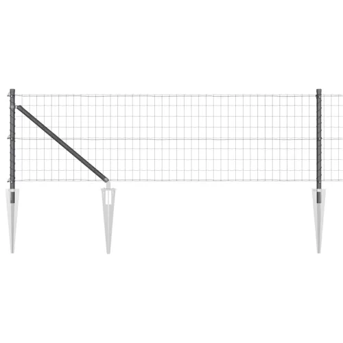 Euro ograda s špicama 50 x 0,4 m Čelik premazan PVC-om Siva - 50 x 0,4 m (50 x 75 mm mreža) Siva Vijak sidro fiksacija Cijena
