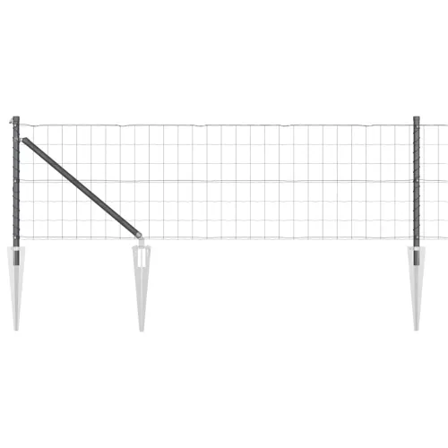 Euro ograda s špicama 50 x 0,4 m Čelik premazan PVC-om Siva - 50 x 0,4 m (mreža 75 x 100 mm) Siva Vijak sidro fiksacija Cijena