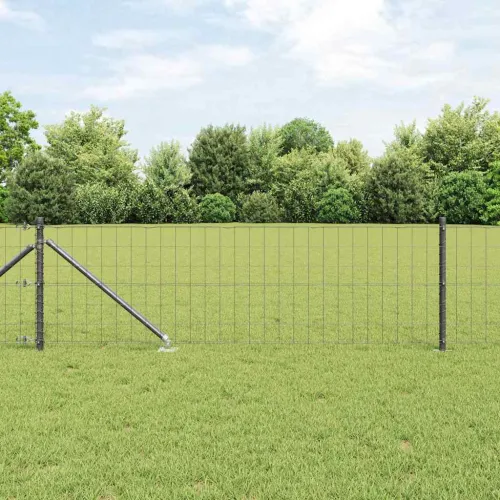 Euro ograda s špicama 50 x 0,6 m Čelik premazan PVC-om Siva - 50 x 0,6 m (mreža 75 x 100 mm) Siva Vijak sidro fiksacija Cijena