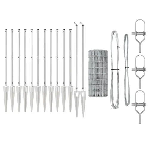 Vanjska Euro Ograda s Oštrim Šiljcima 10 x 0,6 m Srebrna Mreža - 10 x 0,6 m (mrežica 50 x 75 mm) Pocinčani čelik Vijak sidro fik Cijena