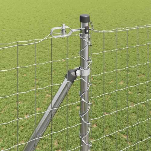 Vanjska Euro Ograda s Oštrim Šiljcima 10 x 1,6 m Srebrna Mreža - 10 x 1,6 m (50 x 75 mm mreža) Pocinčani čelik Vijak sidro fiksa Cijena