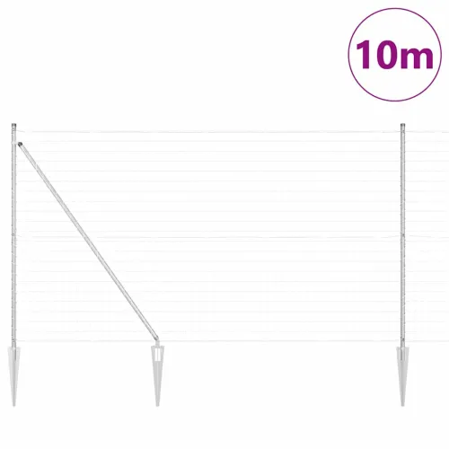 Vanjska Euro Ograda s Oštrim Šiljcima 10 x 1,6 m Srebrna Mreža - 10 x 1,6 m (50 x 75 mm mreža) Pocinčani čelik Vijak sidro fiksa Cijena