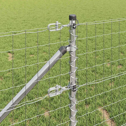 Vanjska Euro Ograda s Oštrim Šiljcima 10 x 0,6 m Srebrna Mreža - 10 x 0,6 m (50 x 100 mm mreža) Pocinčani čelik Vijak sidro fiks Cijena