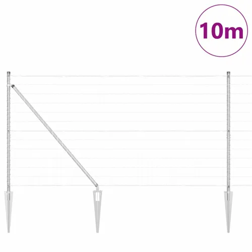 Vanjska Euro Ograda s Oštrim Šiljcima 10 x 1,2 m Srebrna Mreža - 10 x 1,2 m (50 x 100 mm mreža) Pocinčani čelik Vijak sidro fiks Cijena