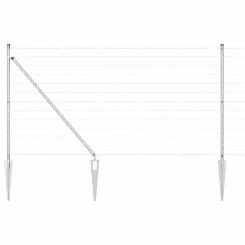 Vanjska Euro Ograda s Oštrim Šiljcima 10 x 1,2 m Srebrna Mreža - 10 x 1,2 m (50 x 100 mm mreža) Pocinčani čelik Vijak sidro fiks Cijena